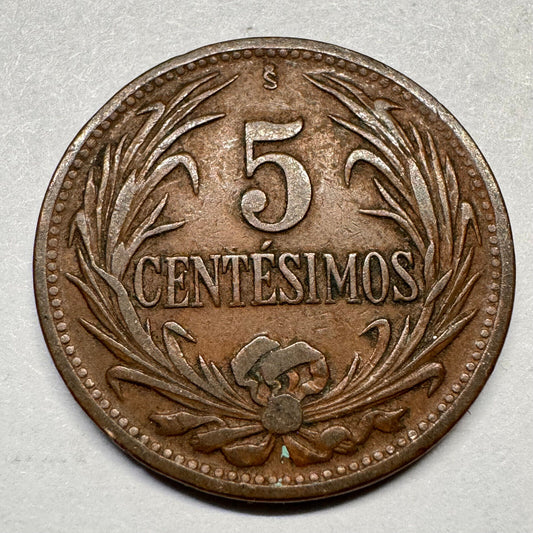 1944 Uruguay 5 Centesimos - Beautiful Coin - #A-018