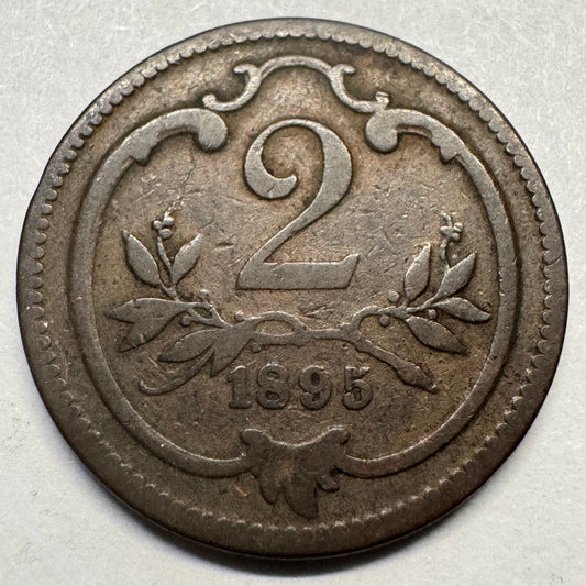 1895 Austria 2 Heller - Beautiful Coin - #A-073