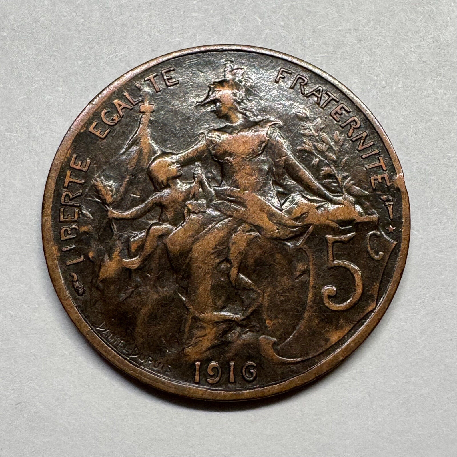 1916 France 5 Centimes - Beautiful Coin - #B-032