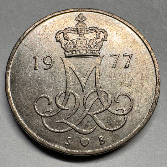 1977 Denmark 10 Ore - Beautiful Coin - #A-051