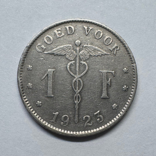 1923 Belgium 1 Franc - Beautiful Coin - #B-022