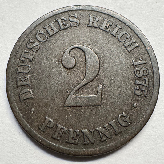 1875 Germany 2 Pfennig - Beautiful Coin - #A-086