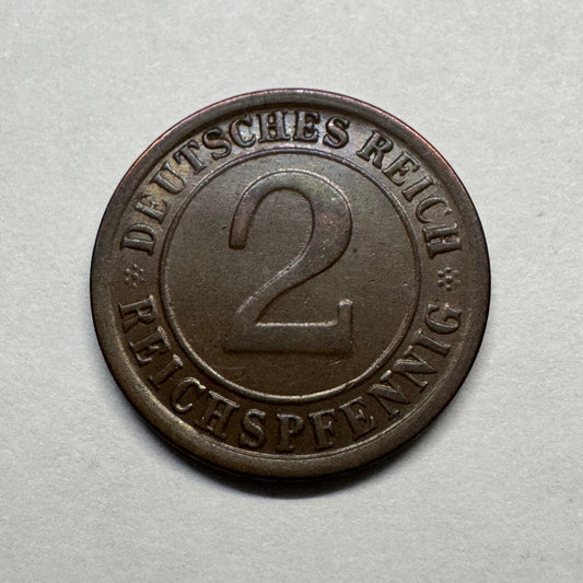 1925 Germany 2 Reichspfennig - Beautiful Coin - #B-023