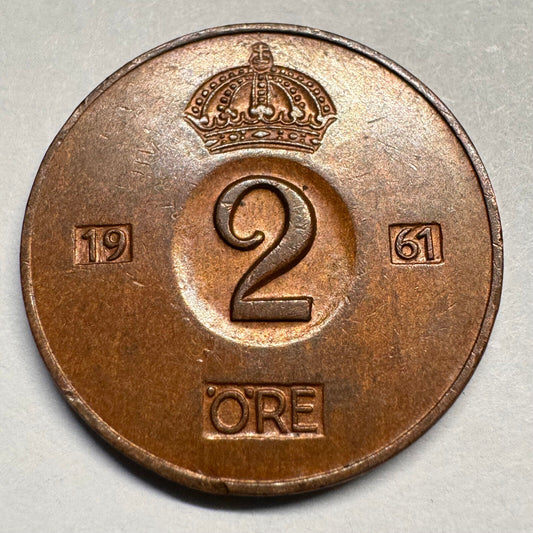 1961 Sweden 2 Ore - Beautiful Coin - #A-049