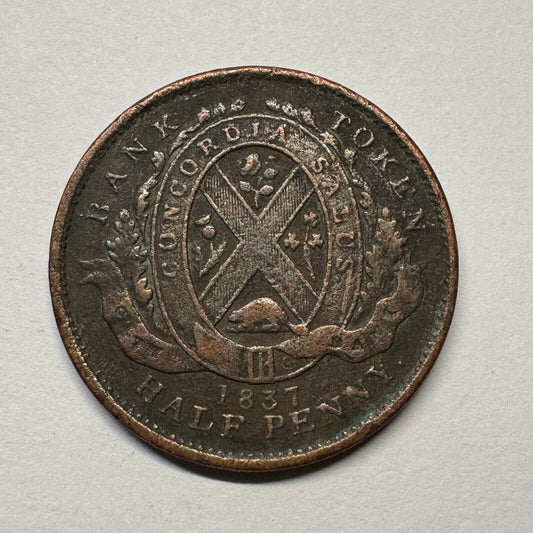 1837 Lower Canada 1/2 Penny - Beautiful Coin - #B-059