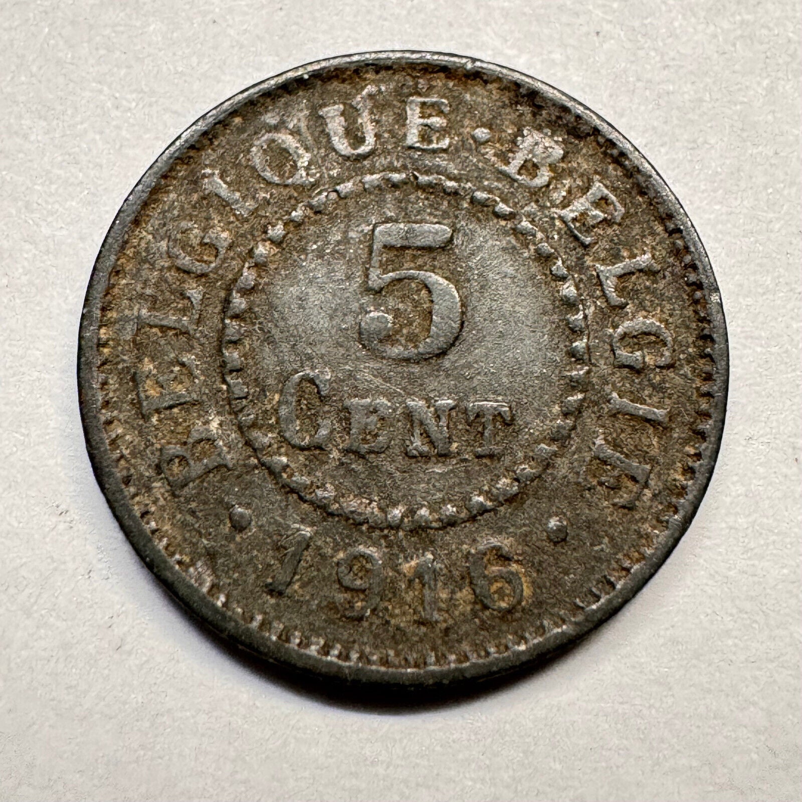 1916 Belgium 5 Cents - Beautiful Coin - #A-019