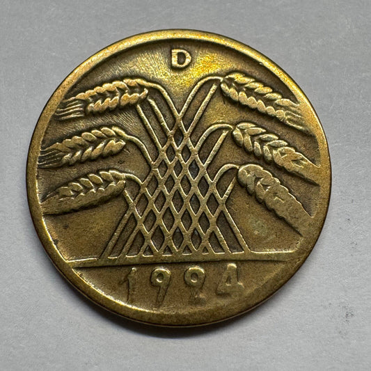 1924 Germany 10 Rentenpfennig - Beautiful Coin - #A-094