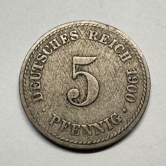 1900 Germany 5 Pfennig - Beautiful Coin - #B-055