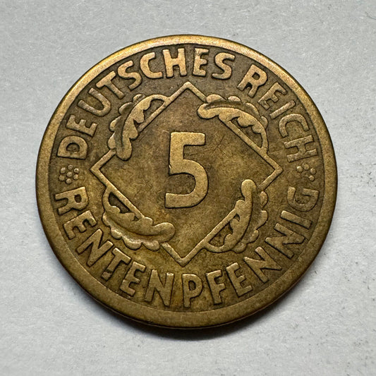 1924 A Germany 5 Rentenpfennig - Beautiful Coin - #A-006