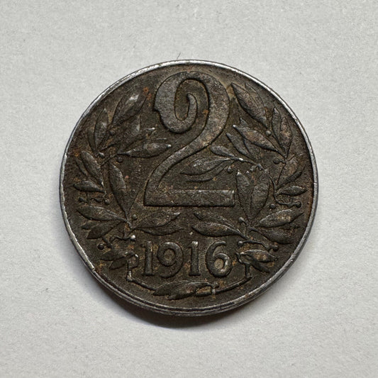 1916 Austria 2 Heller - Beautiful Coin - #B-051