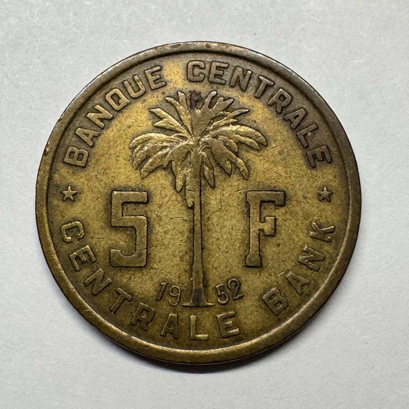 1952 Belgian Congo 5 Francs - Beautiful Coin - #B-035