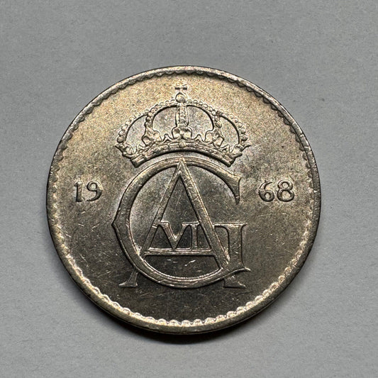 1968 Sweden 25 Ore - Beautiful Coin - Lot #B-045