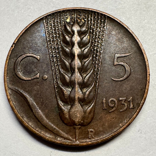 1931 Italy 5 Centesimi - Beautiful Coin - #A-085