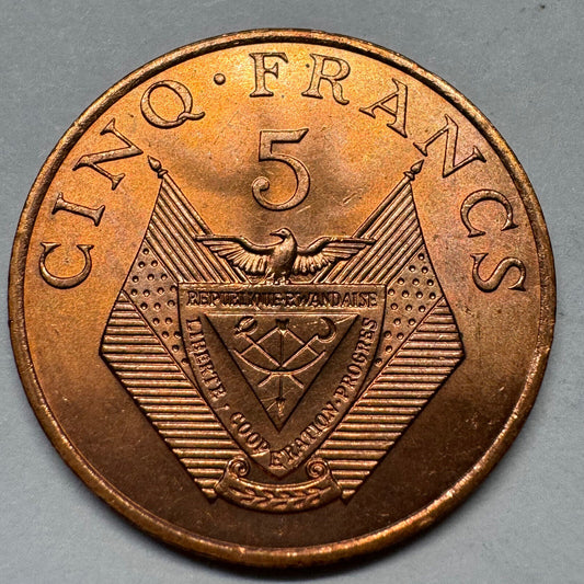 1977 Rwanda 5 Francs - Beautiful Coin - #A-047