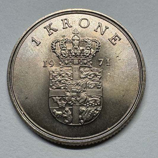 1971 Denmark 1 Krone - Beautiful Coin - #B-057