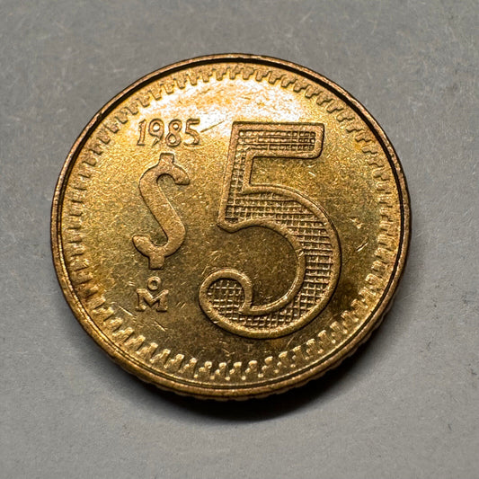 1985 Mexico 5 Pesos - Beautiful Coin - #A-014