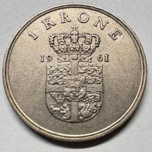 1961 Denmark 1 Krone - Beautiful Coin - #A-017
