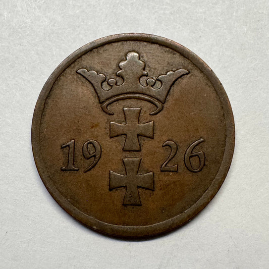 1926 City of Danzig 2 Pfennige - Polish States  - Beautiful Coin - #B-031