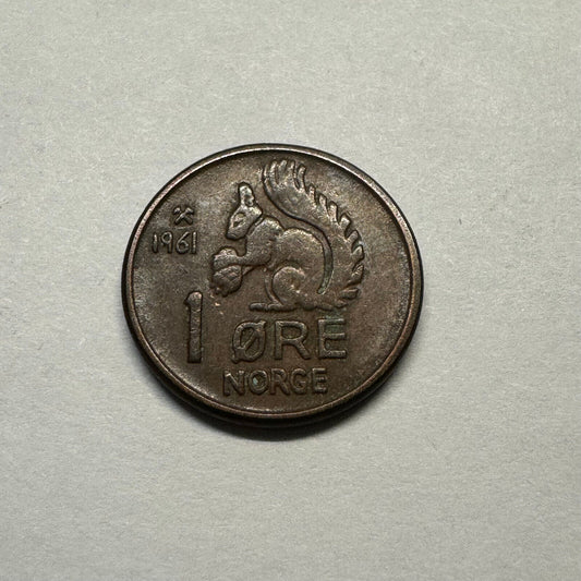 1961 Norway 1 Ore- Beautiful Coin - #A-005