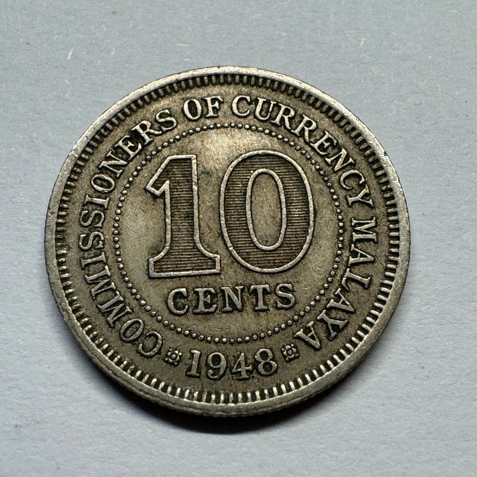 1948 Malaya 10 Cents - Rare Condition - Beautiful Coin - #A-003