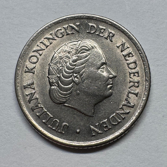 1957 Netherlands 25 Cents  - Beautiful Coin - #B-049