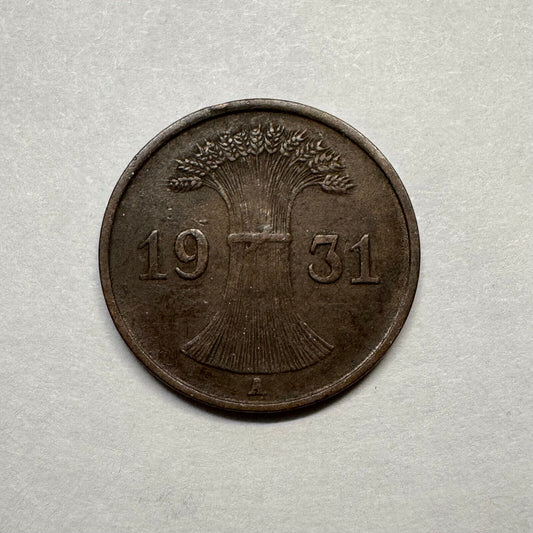 1931 Germany 1 Reichspfennig - Beautiful Coin - #B-016