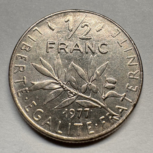 1977 France 1/2 Franc - Beautiful Coin - #A-063