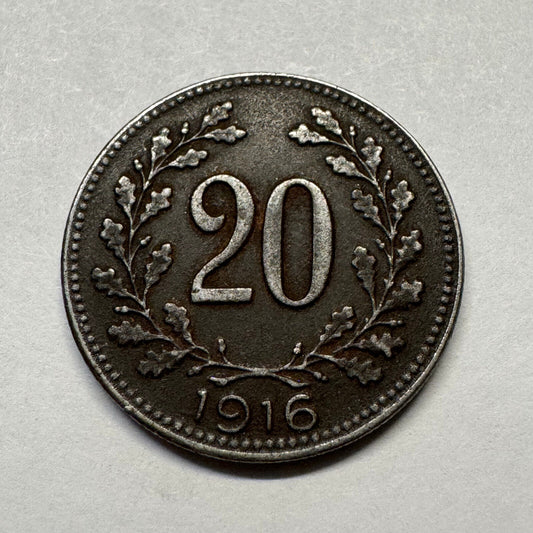 1916 Austria 20 Heller - Beautiful Coin - #B-031