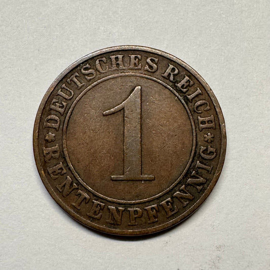 1923 Germany 1 Rentenpfennig - Beautiful Coin - #B-041