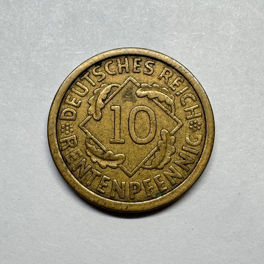 1924 Germany 10 Rentenpfennig - Beautiful Coin - #B-010
