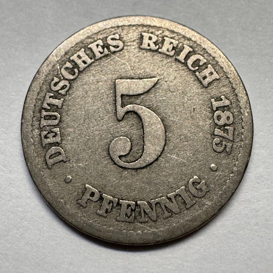 1875 Germany 5 Pfennig - Beautiful Coin - #A-086