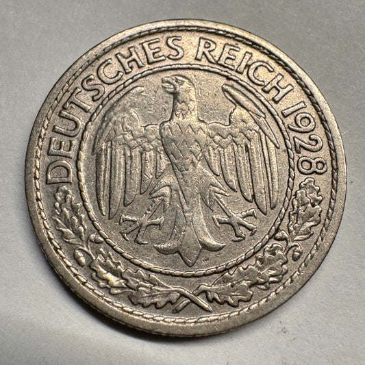 1928 Germany 50 Reichspfennig - G - Beautiful Coin - #A-023