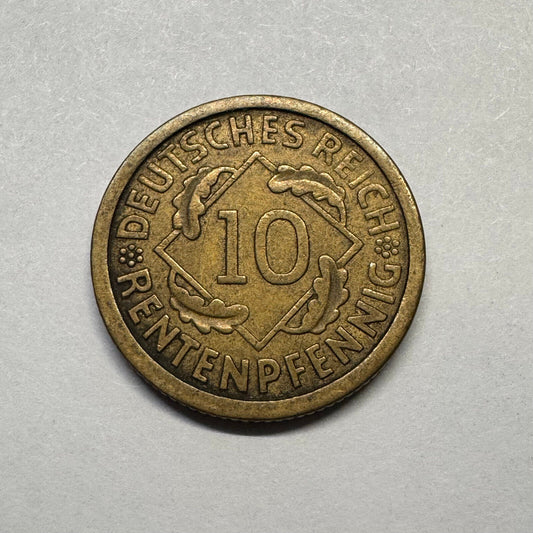1924 Germany 10 Rentenpfennig - Beautiful Coin - #B-009