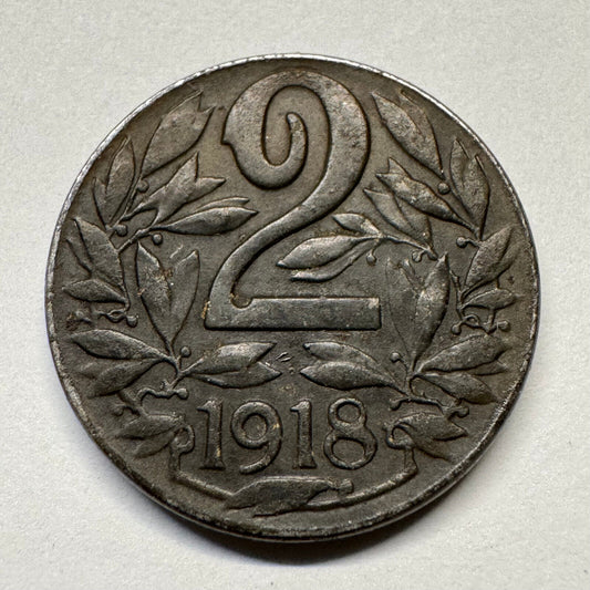 1918 Austria 2 Heller - Beautiful Coin - #B-051