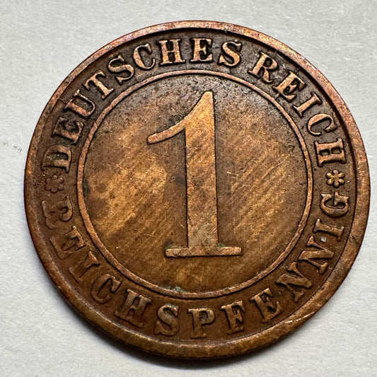 1924 Germany 1 Reichspfennig - Beautiful Coin - #A-084