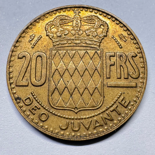 1951 Monaco 20 Francs - Beautiful Coin - #A-021