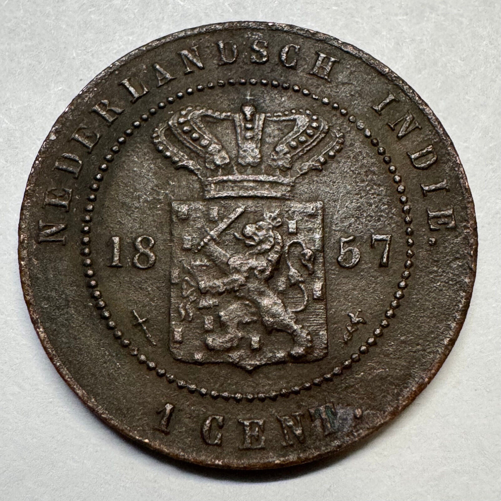 1857 Netherlands East Indies Indonesia 1 Cent - Beautiful Coin - #A-078