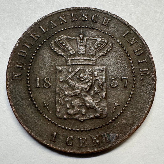 1857 Netherlands East Indies Indonesia 1 Cent - Beautiful Coin - #A-078