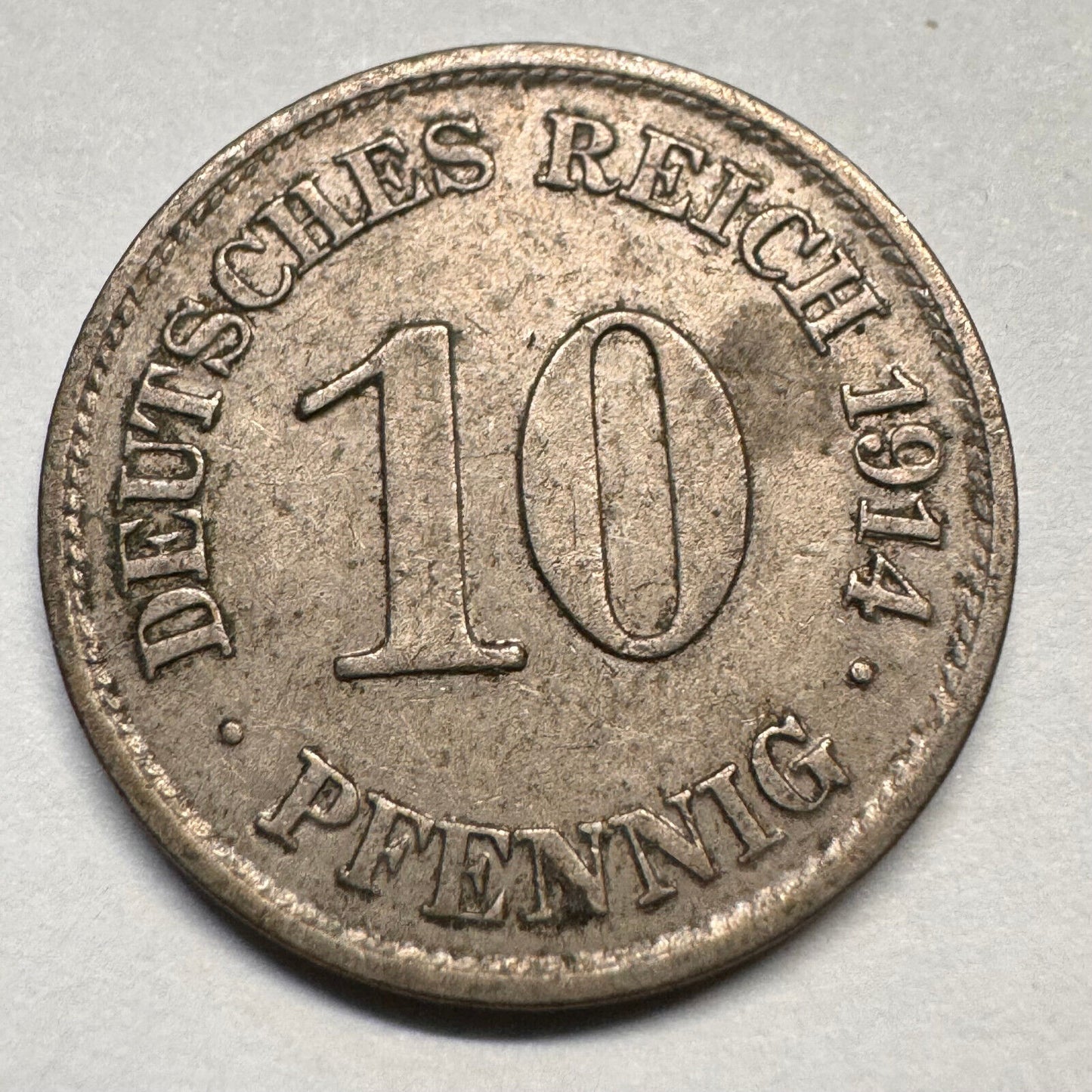1914 Germany 10 Pfennig - E - Beautiful Coin - #A-059