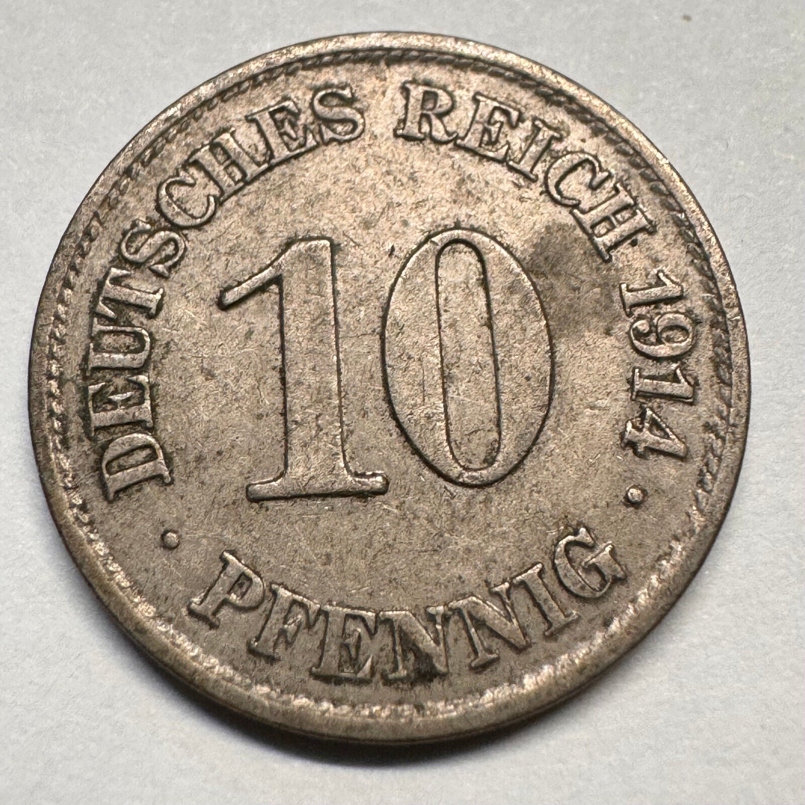 1914 Germany 10 Pfennig - E - Beautiful Coin - #A-059