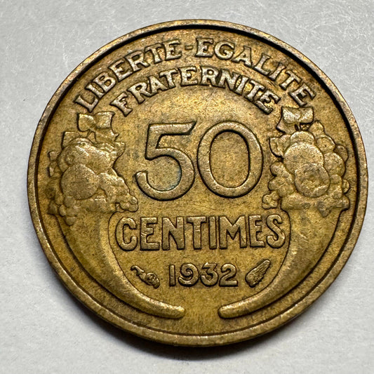 1932 France 50 Centimes - Beautiful Coin - #A-078