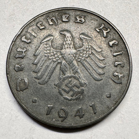 1941 Germany 10 Reichspfennig - J - Nazi Third Reich - #A-031