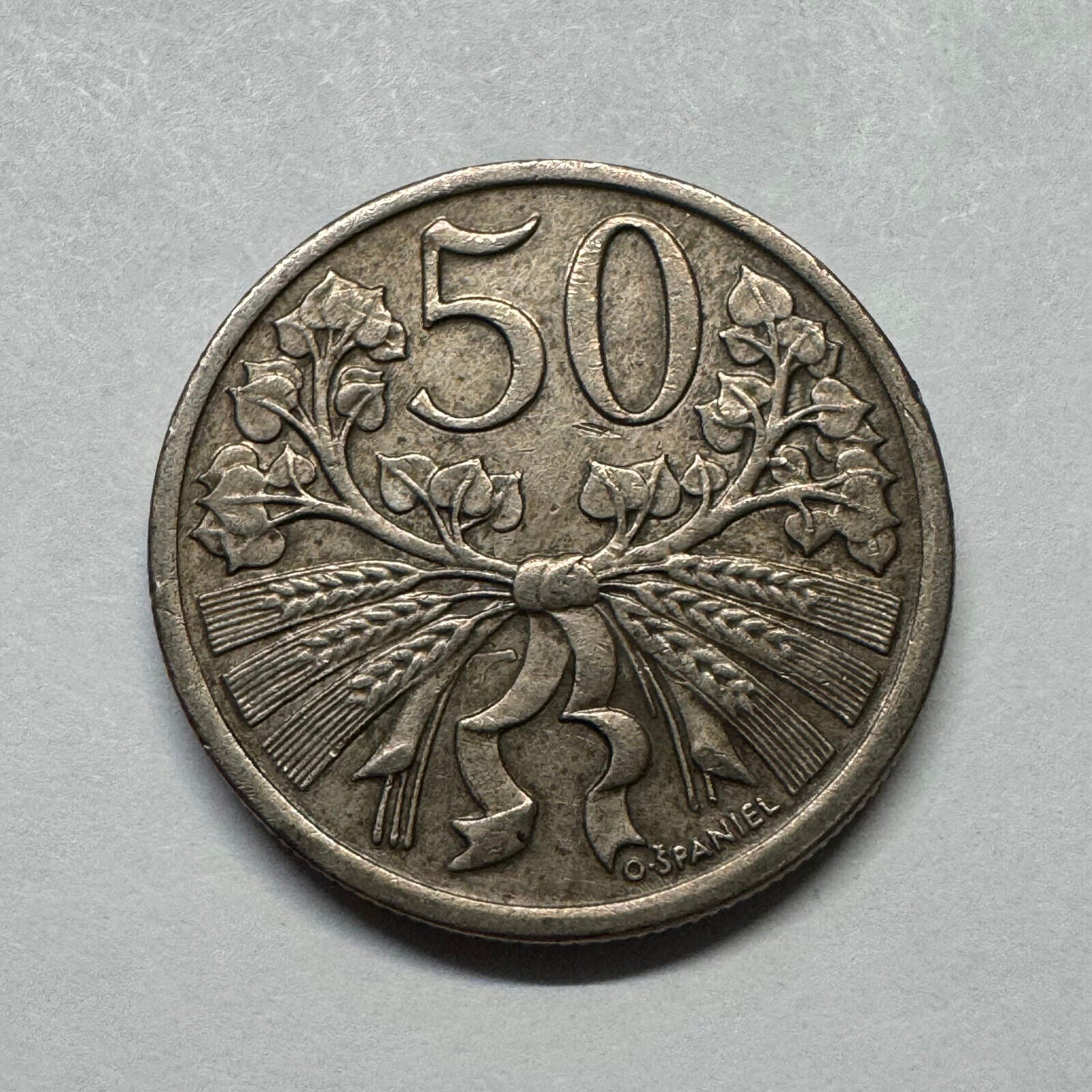 1922 Czechoslovakia 50 Haleru - Beautiful Coin - #B-024