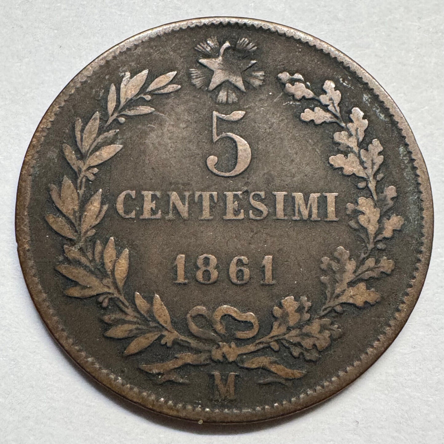 1861 Italy 5 Centesimi - Beautiful Coin - #A-075