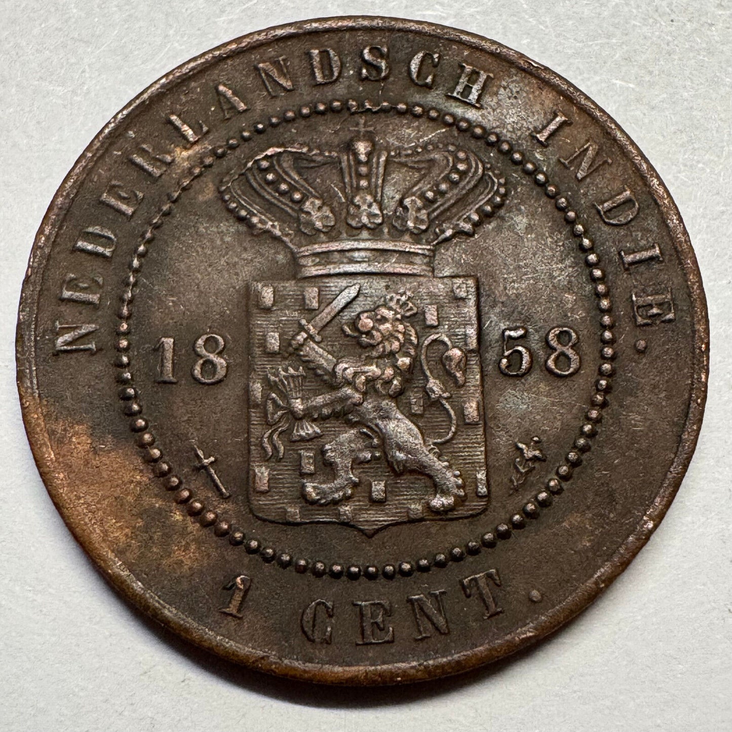 1858 Netherlands East Indies Indonesia 1 Cent - Beautiful Coin - #A-090