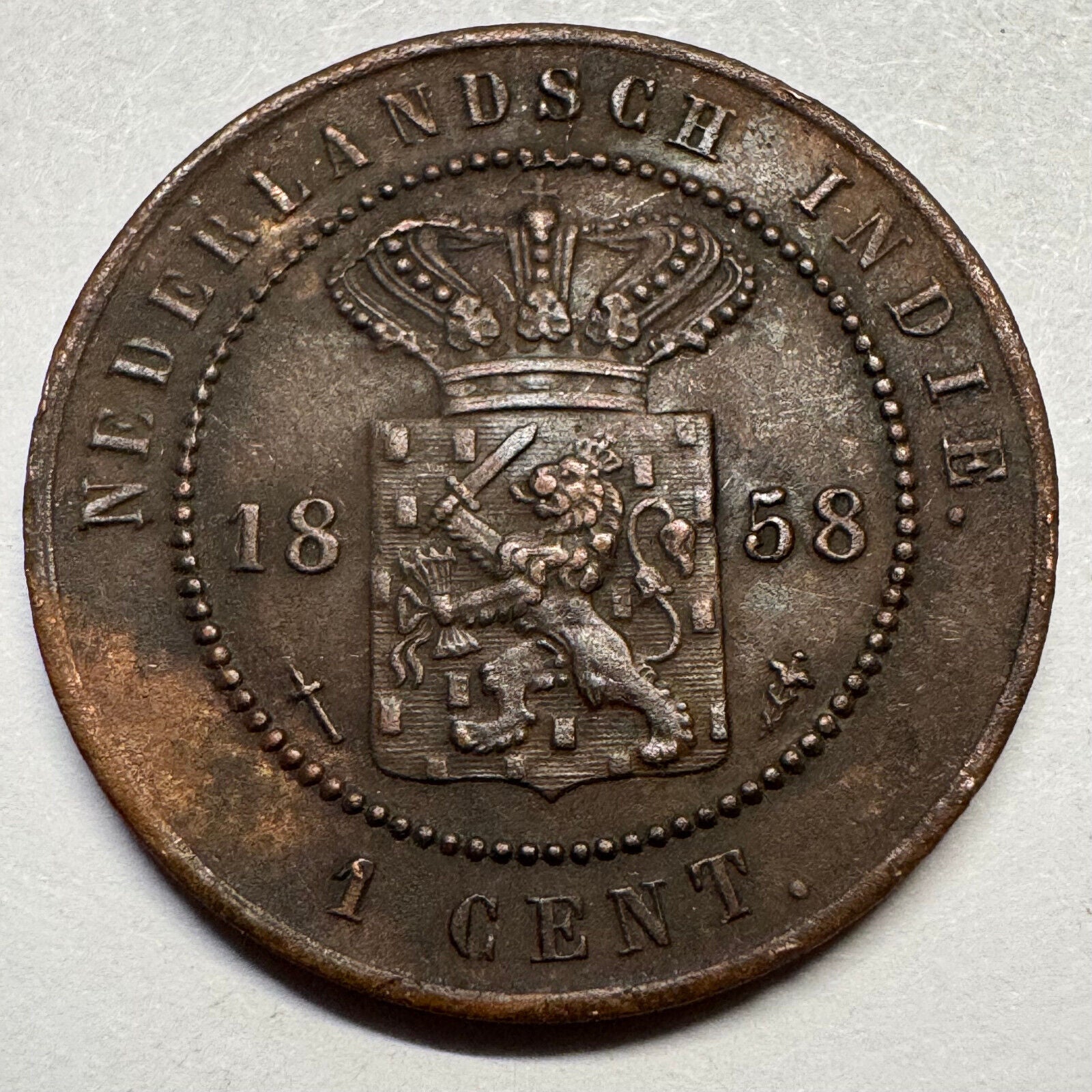 1858 Netherlands East Indies Indonesia 1 Cent - Beautiful Coin - #A-090