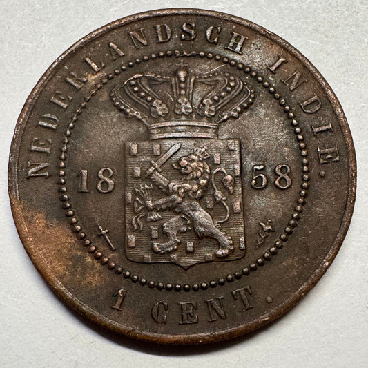 1858 Netherlands East Indies Indonesia 1 Cent - Beautiful Coin - #A-090