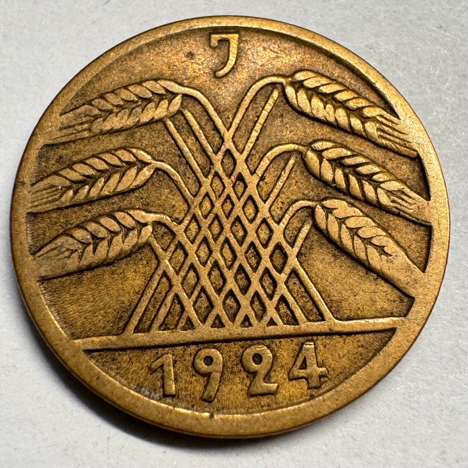 1924 Germany 5 Rentenpfennig - J - Beautiful Coin - #A-039
