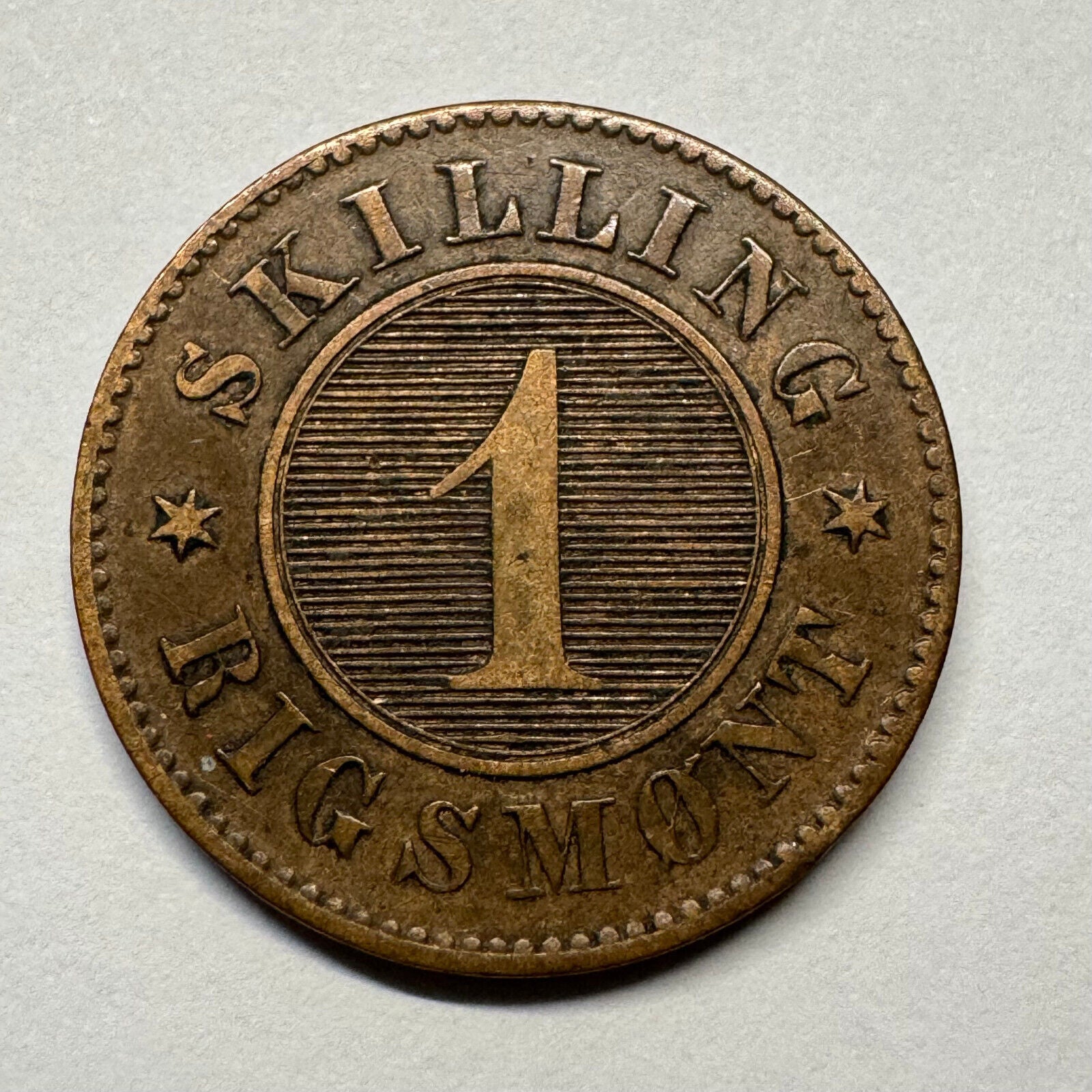 1856 Denmark 1  Skilling Rigsmont- Beautiful Coin - #B-041