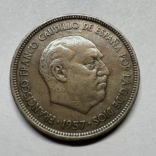1959 Spain 5 Pesetas - Beautiful Coin - #B-027